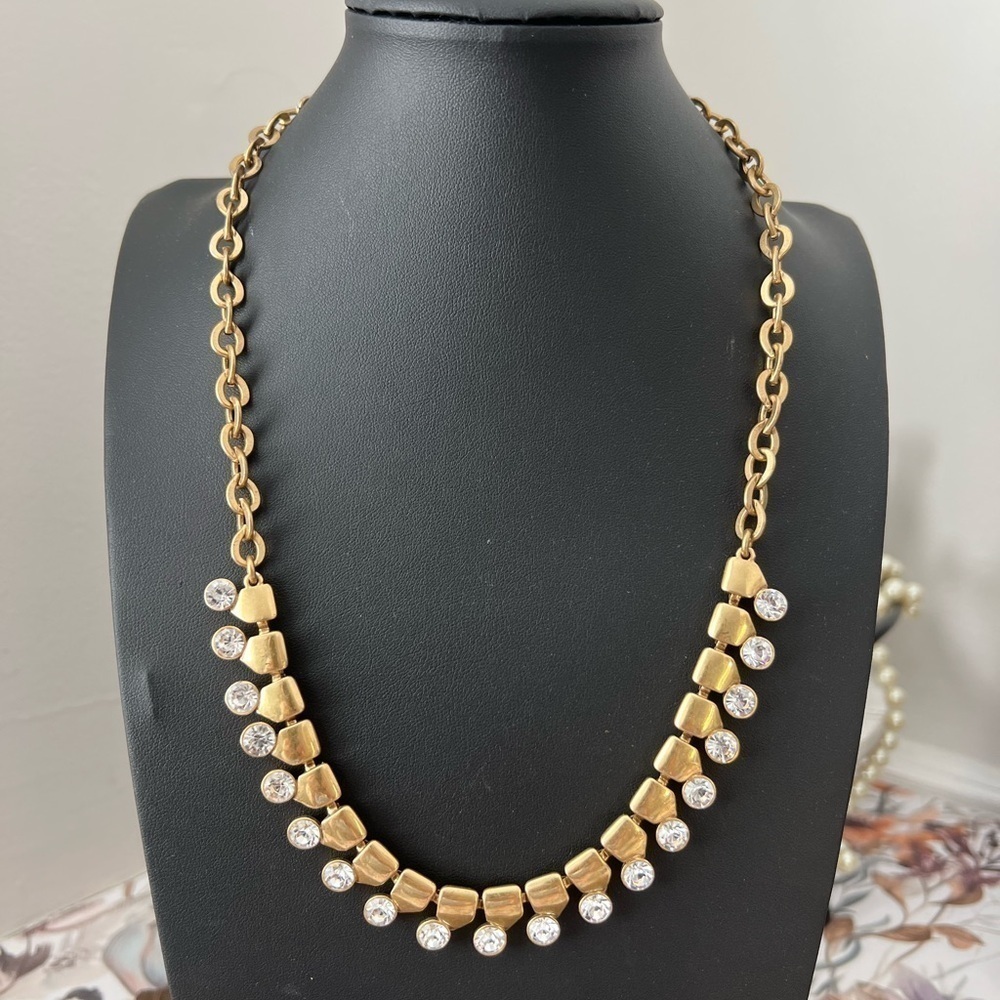 J. Crew Gold Tone & Rhinestone Necklace 20” B19